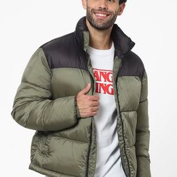 Celio Colourblocked Mock Collar Quilted Jacket-picture-40