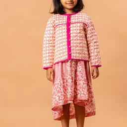 Sangria Girls Conversational Printed Long Sleeve Lightweight Pure Cotton Quilted Jacket-image-17