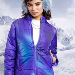 Tokyo Talkies Printed Stand Collar Puffer Jacket-image-80