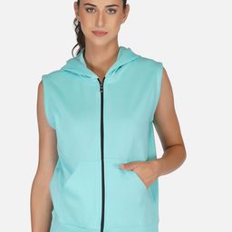 UZARUS Sleeveless Lightweight Cotton Fleece Hood Sporty Jacket-53