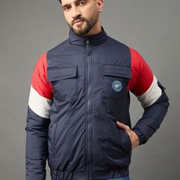 Global Republic Men Colourblocked Lightweight Bomber Jacket-image-31