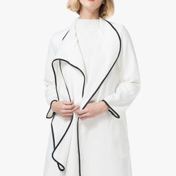 JC Collection Women White Solid Longline Open Front Jacket-18