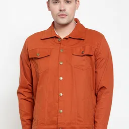 VOXATI Men Orange Solid Denim Jacket-22