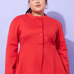 SASSAFRAS Curve Plus Size Red Tailored Jacket-47