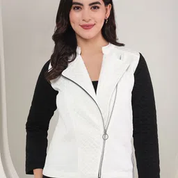 BAESD Women Lapel Collar Self Design Casual Lightweight Biker Jacket-picture-33