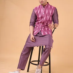 SHIWAM ETHNIX Ikat Printed Cotton Nehru Jacket-38