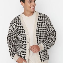 Trendyol Men Beige Black Geometric Tailored Jacket-54