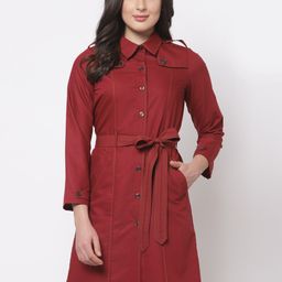 OFFICE & YOU Longline Cotton Trench Coat Tailored Jacket-image-55