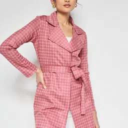 AND Lapel Collar Checked Longline Tailored Jacket-67
