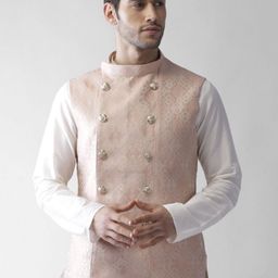 KISAH Men Pink Printed Nehru Jacket-10