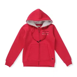 Palm Tree Girls Burgundy Solid Fleece Tailored Jacket-image-94