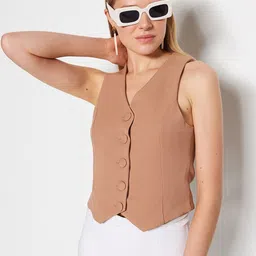 Trendyol Collarless Crop Tailored Jacket-image-7