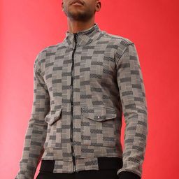 Campus Sutra Men Grey Black Checked Lightweight Crop Tailored Jacket-image-35