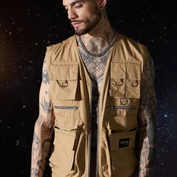 ALMOST SANE Unisex Collarless Solid Casual Gilet Jacket-image-13