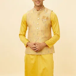 Manyavar Men Woven Design Brocade Nehru Jacket-image-88