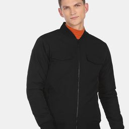 Arrow New York Men Black Outdoor Bomber Jacket-36