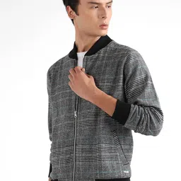 Campus Sutra Checked Windcheater Cotton Bomber Jacket-image-14