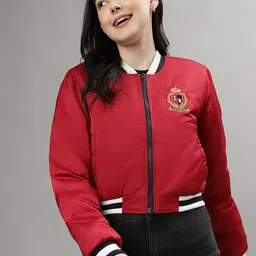 Iconic Stand Collar Crop Bomber Jacket-image-45