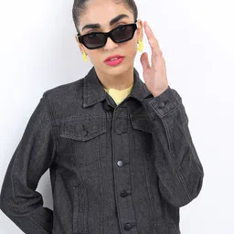 KETCH Washed Spread Collar Crop Bomber Jacket-picture-5