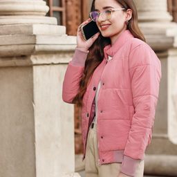 Campus Sutra Women Pink Solid Windcheater Bomber Jacket-image-41
