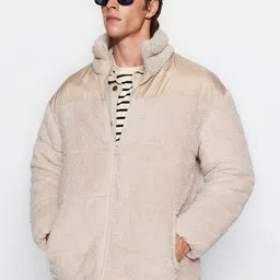 Trendyol Mock Collar Padded Faux Fur Trim Jacket-picture-49