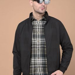 Crimsoune Club Men Mock Collar Striped Casual Bomber Jacket-25