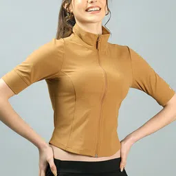 RYZ Women Lightweight Crop Training or Gym Bomber Jacket-43
