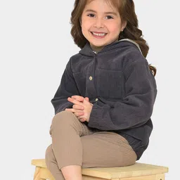 MiArcus Unisex Kids Hooded Lightweight Corduroy Bomber Jacket-11