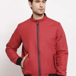 Style Quotient Men Burgundy Lightweight Bomber Jacket-image-41