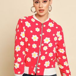 TANDUL Women Floral Lightweight Bomber Jacket-48