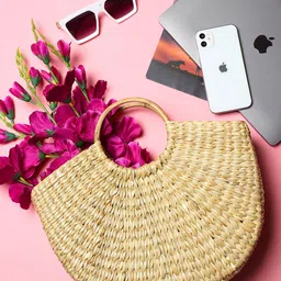 HABERE INDIA Beige Grass Storage Basket-image-13