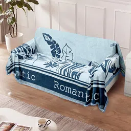 Cortina Blue & Teal Printed Reversible 3 Seater Sofa Cover Blanket-image-50