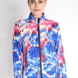 CHKOKKO Women Blue Tie & Die Sporty Jacket-image-57