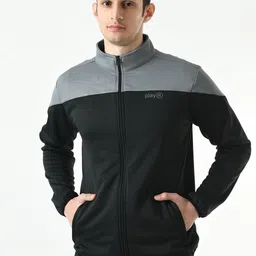 playR Unisex Colourblocked Mock Collar Lightweight Dry Fit Sporty Jacket-picture-22