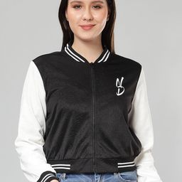 NUEVOSDAMAS Stand Collar Bomber Jacket-57