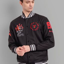 GO DEVIL Graphic Printed Mandarin Collar Bomber Jacket-picture-41