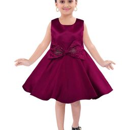 Wish Karo Girls Purple & Grey Satin Dress With Jacket-image-87