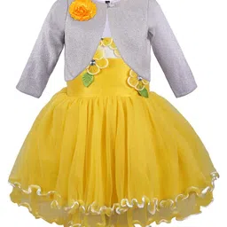 Wish Karo Yellow Floral Georgette Dress-picture-53