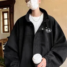 HERE&NOW Men Mock Collar Solid Casual Bomber Jacket-image-17