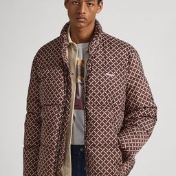 Pepe Jeans Geometric Printed Mock Collar Puffer Jacket-28