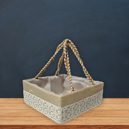 ARTSY Cream-Coloured Textured Wooden Makeup Organiser-38