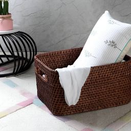 akway Beige Self Design Wicker Basket Kitchen Rattan Multi-Utility Organisers-9