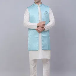 Jompers Men White Solid Kurta with Churidar with Waistcoat-picture-6