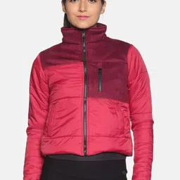 Campus Sutra Women Red Colourblocked Windcheater Puffer Jacket-image-95