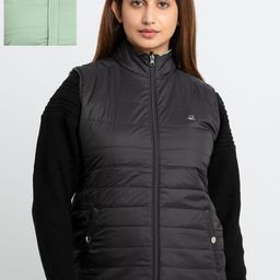 Status Quo Women Green & Black Reversible Puffer Jacket-image-69