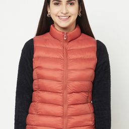 METTLE Women Rust Orange Puffer Jacket-image-15