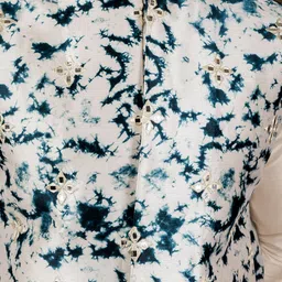 KISAH Printed Mirror Work Woven Nehru Jacket image 3