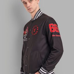 GO DEVIL Mandarin Collar Running Varsity Jacket image 2