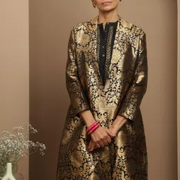 SMRITI GUPTA Woven Design Longline Open Front Jacket image 2