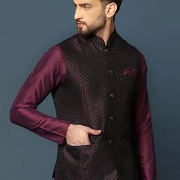 KISAH Woven Design Nehru Jacket image 2